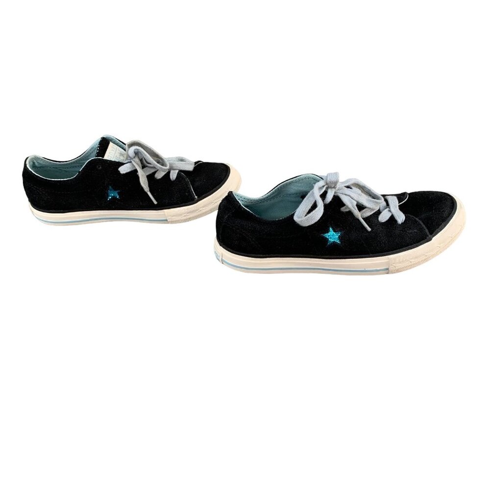 CONVERSE One Star Low Top Sneakers Girls 2.5 34 Y2K Black Suede Running Shoes